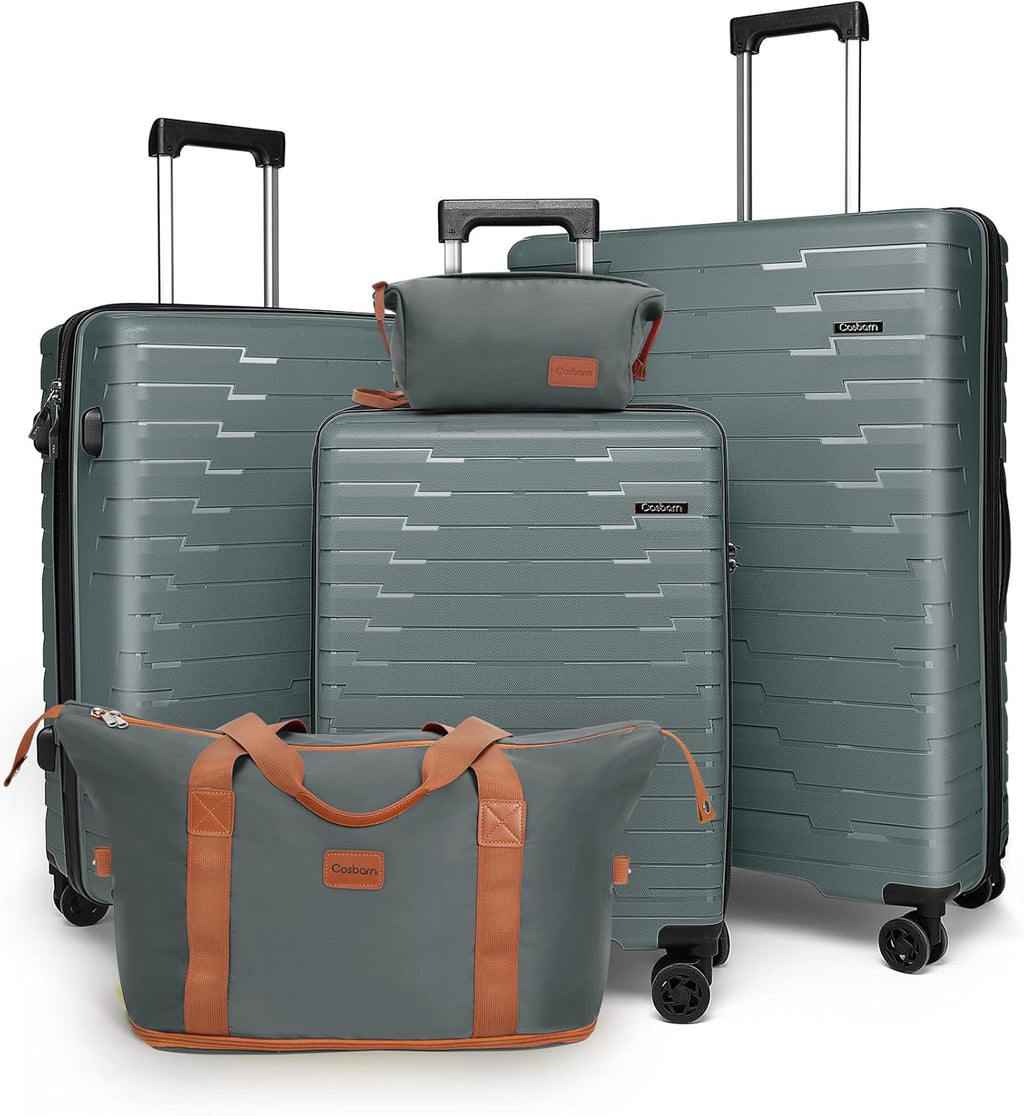 5-piece luggage set with wheels, ABS hardshell suitcase with spinner wheels