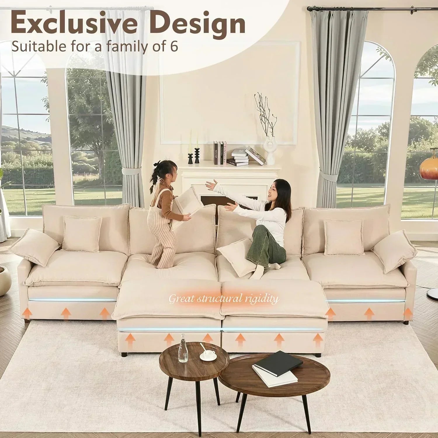 108 U-shaped sofa modular sofa three-seater comfortable cloud sofa