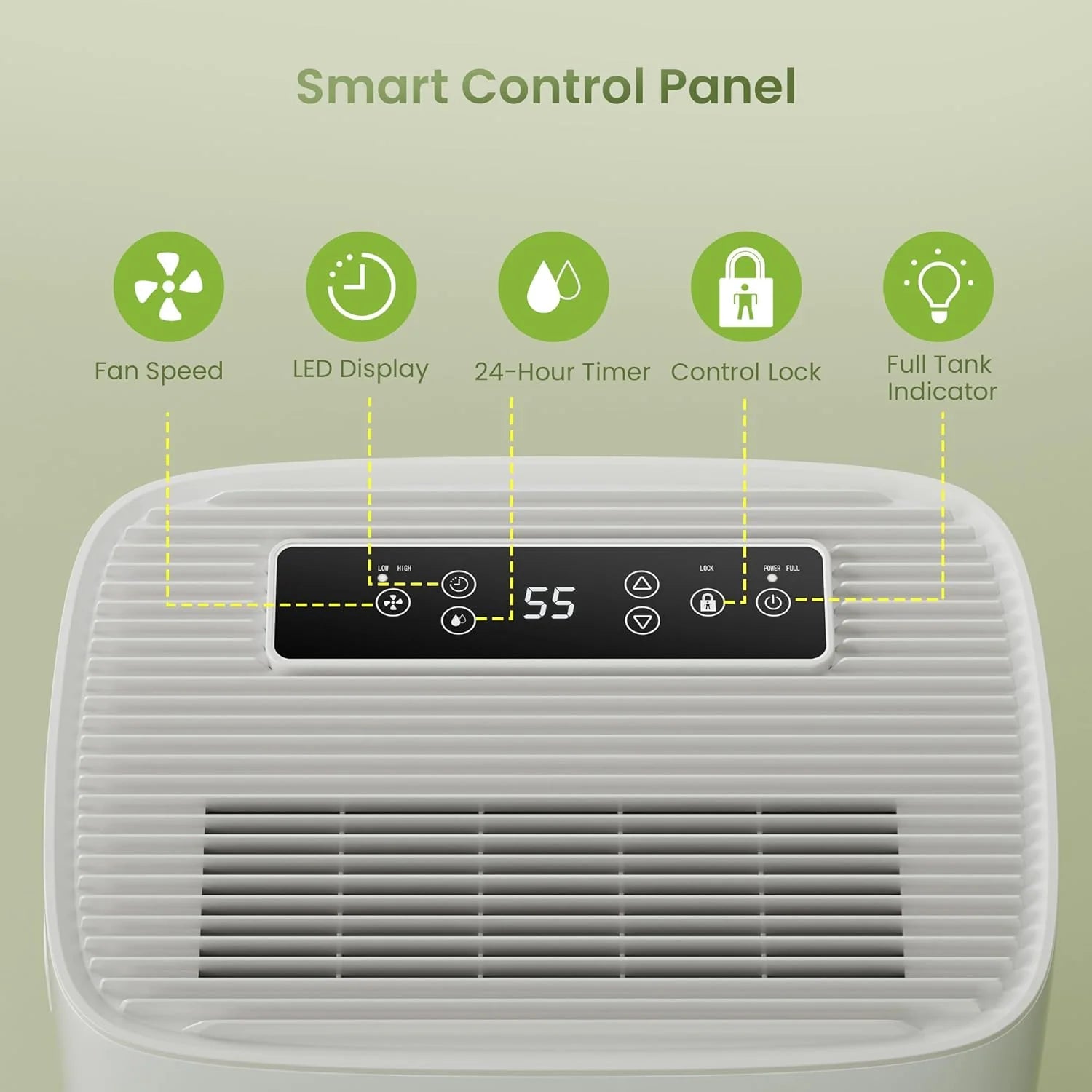 Waykar 2000 Sq. Ft Dehumidifier for Home and Basements, with Auto or Manual Drainage, 0.66 Gallon Water Tank Capacity