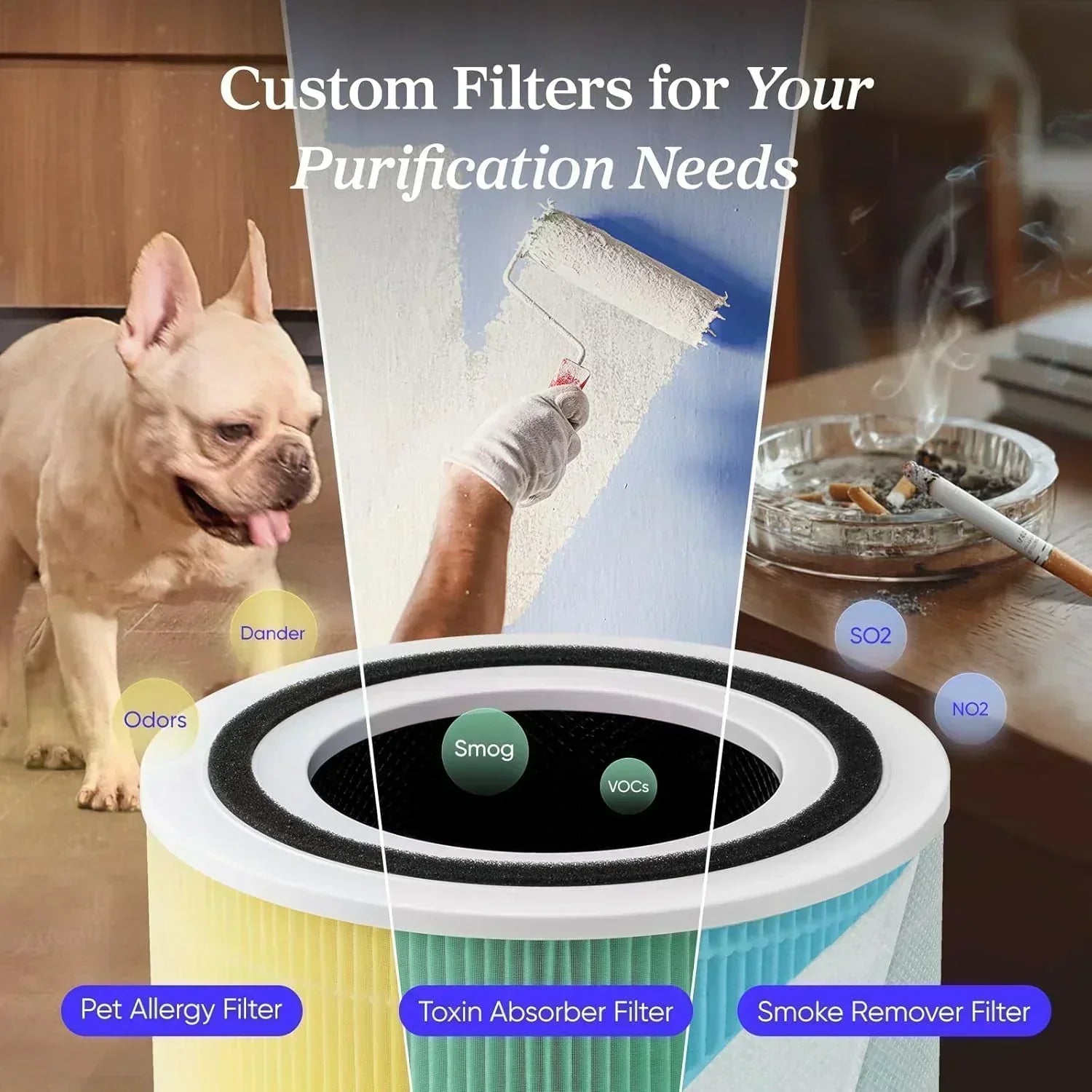 Air Purifier for Bedroom Allergies and Pet Hair 56W High Torque Motor