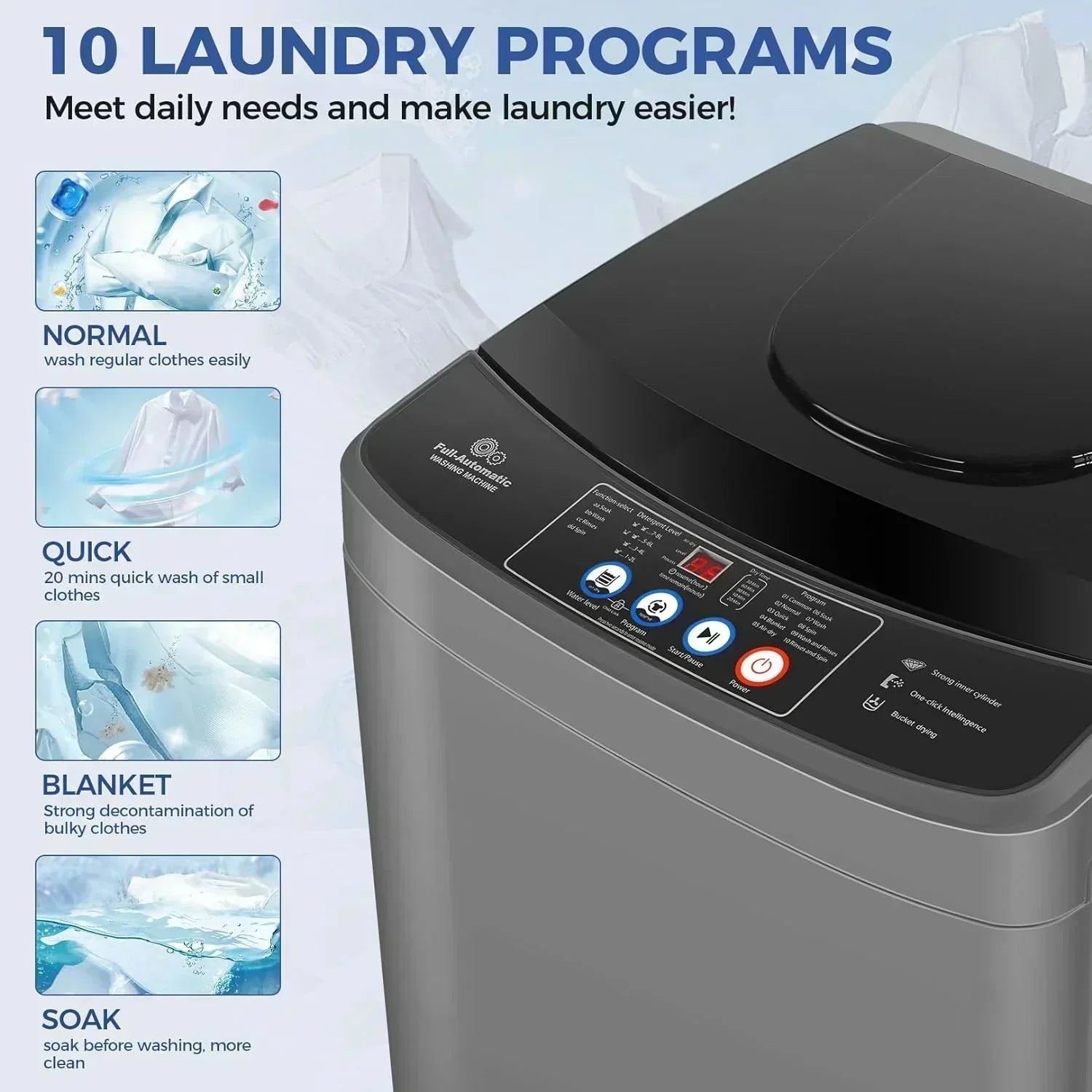 Nictemaw Portable Washing Machine 20Lbs Capacity Full-Automatic Portable Washer Machine