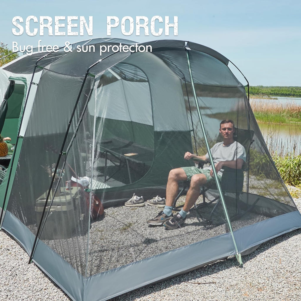 PORTAL 6/8/10 Person Family Camping Tent with Screen Room Water Resistant Big Tunnel Tent