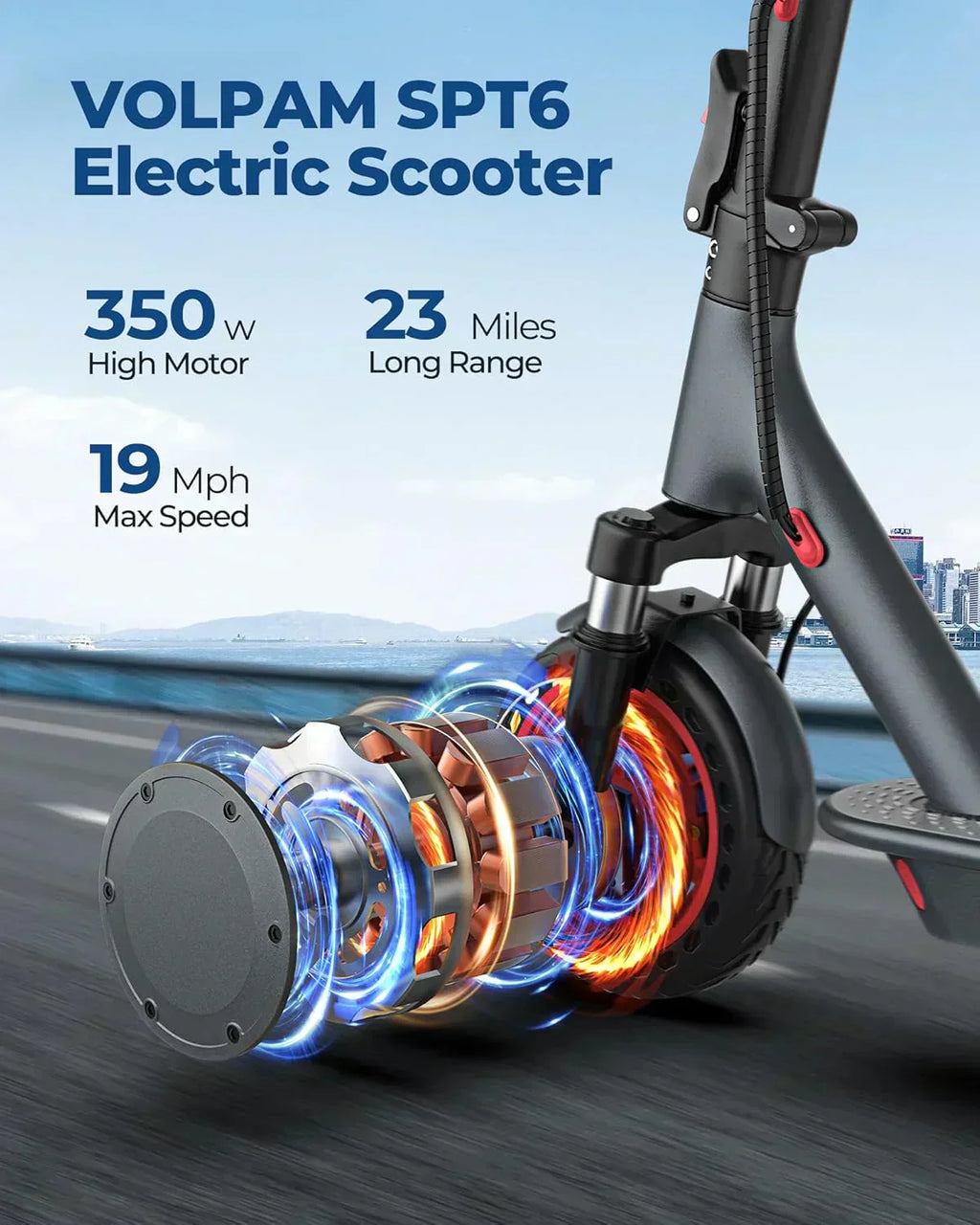 Electric Scooter 350W/500W Powerful Motor 8.5/10 Solid Tires 19/22Mph 28/21/12 Miles Range