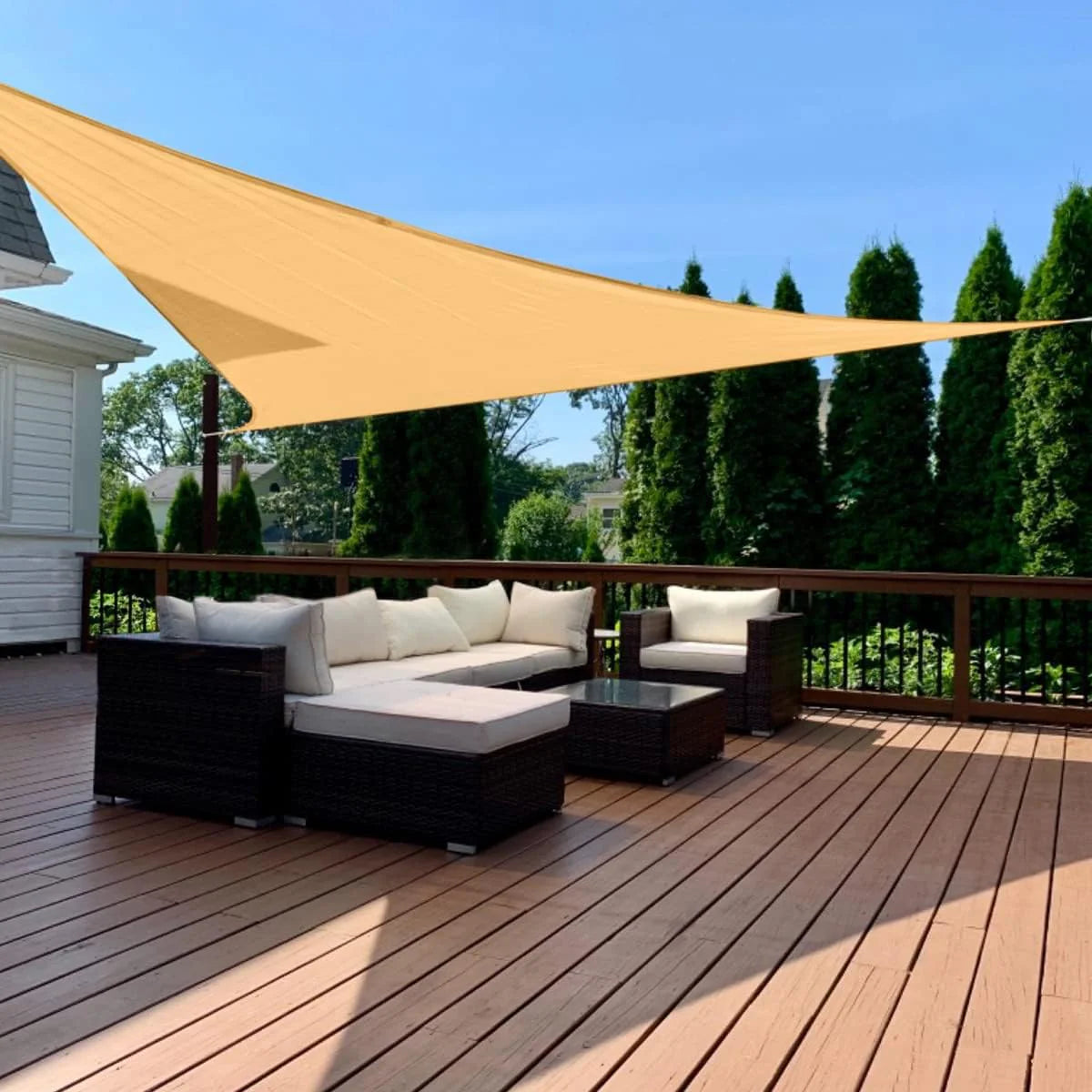 Quictent 20X20FT 185G HDPE Square Sun Shade Sail Canopy 98% UV Block Outdoor Patio Garden with Hardware Kit (Brown)