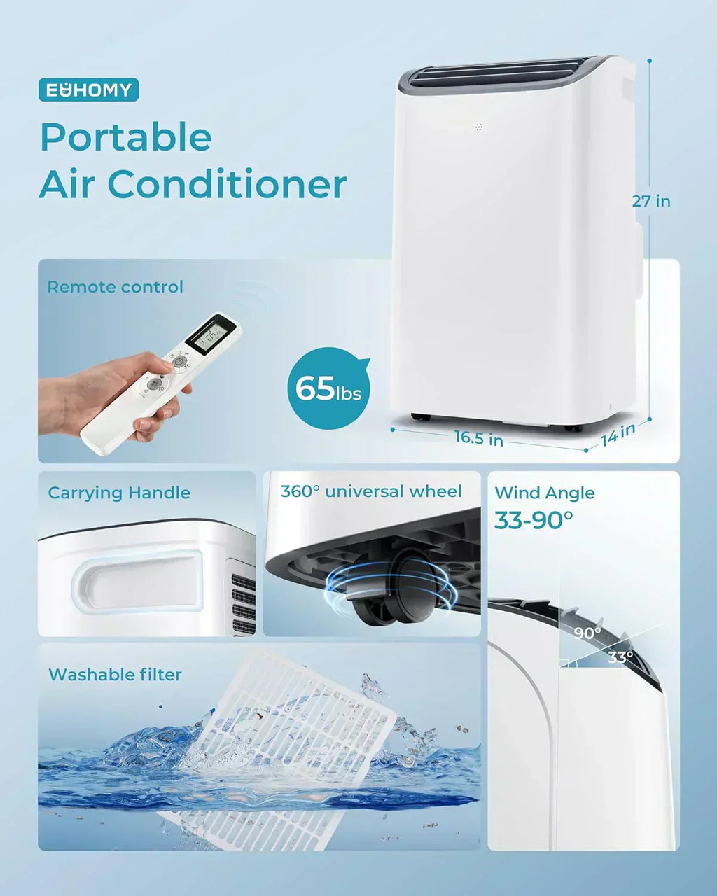 EUHOMY 8,000 BTU Portable Air Conditioners 4-in-1 Portable AC Unit Up to 350 Sq.Ft