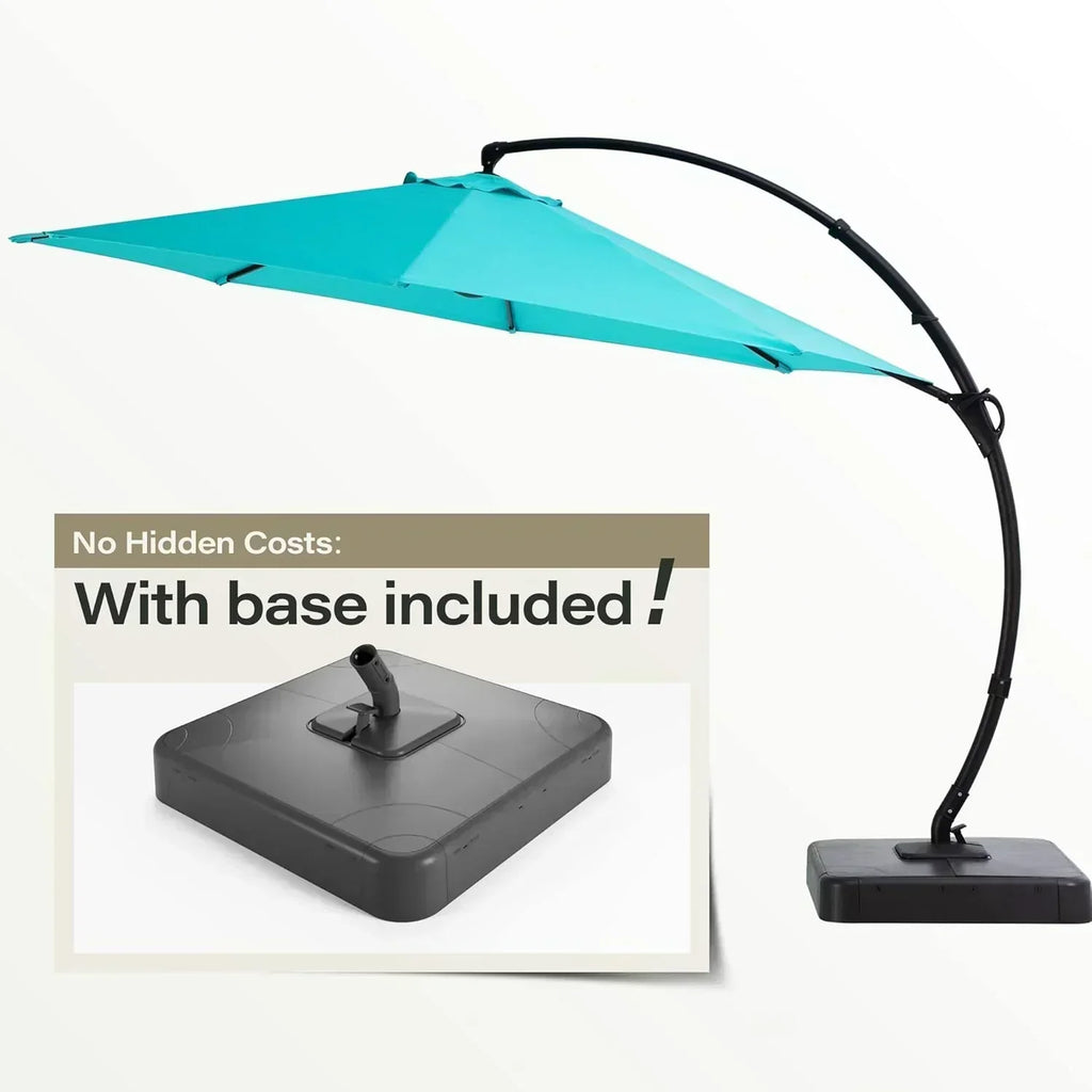 LAUSAINT HOME Outdoor Patio Umbrella with Base included 11 FT Deluxe Curvy Cantilever Umbrella