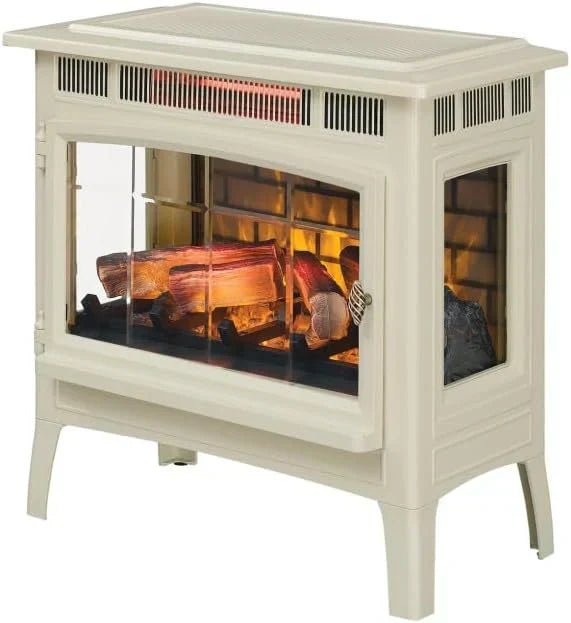 Freestanding Electric Fireplace Stove Heater with 3D Flame Effect for 1000 Sq. Ft