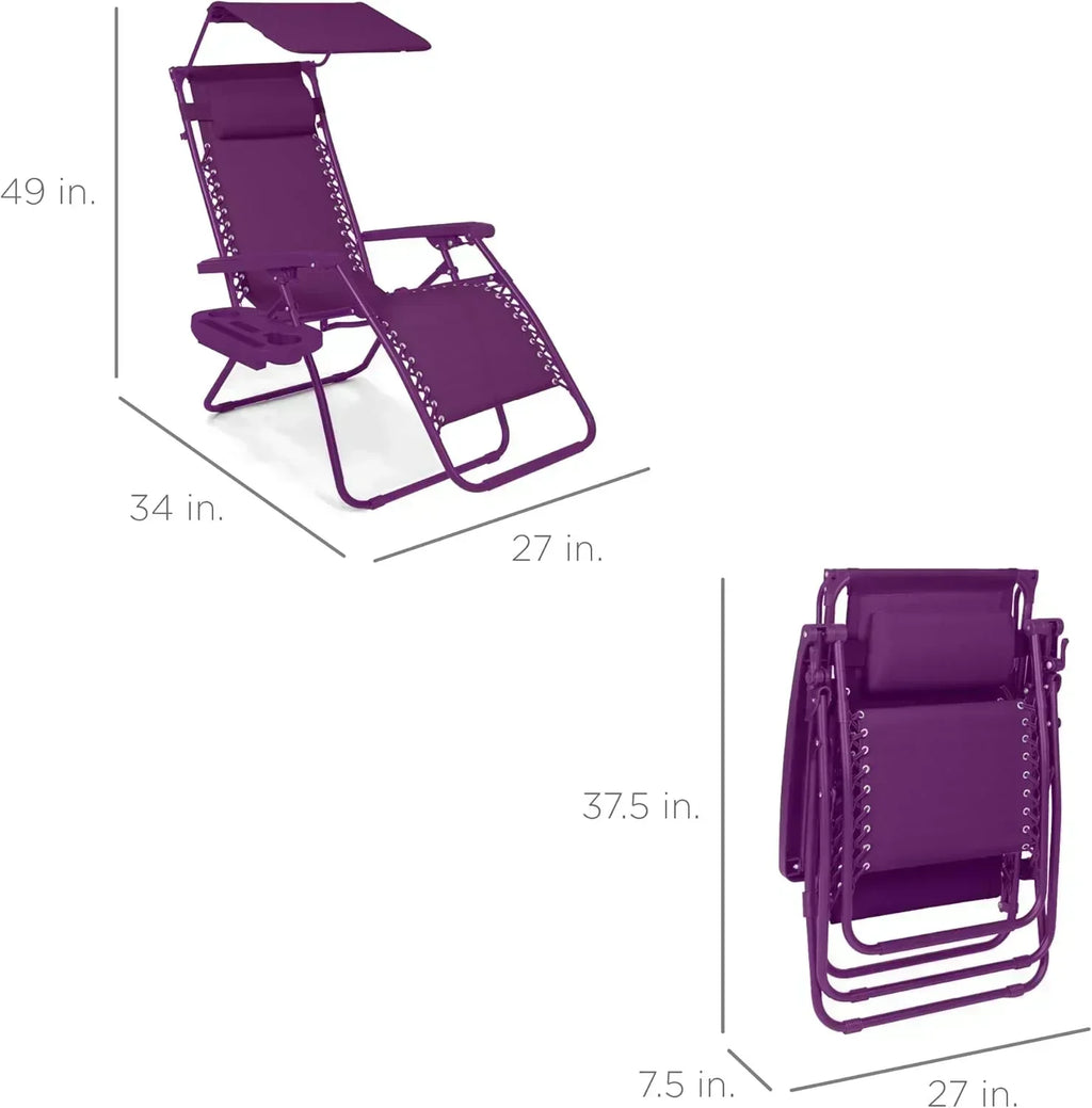 Best Choice Products Folding Zero Gravity Recliner Patio Lounge Chair Adjustable Canopy Shade