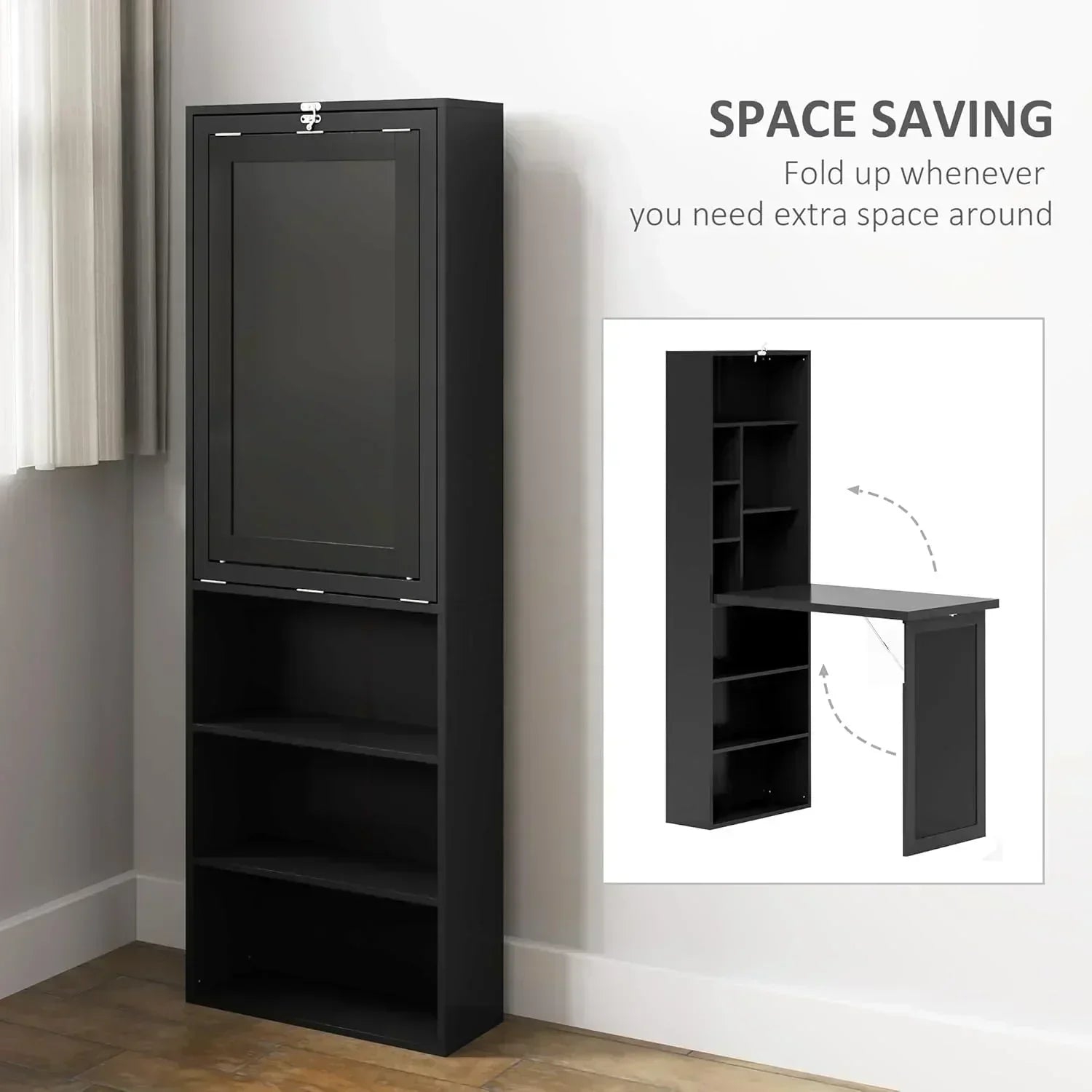 Folding convertible writing desk wall mounted desk cabinet multifunctional home workstation
