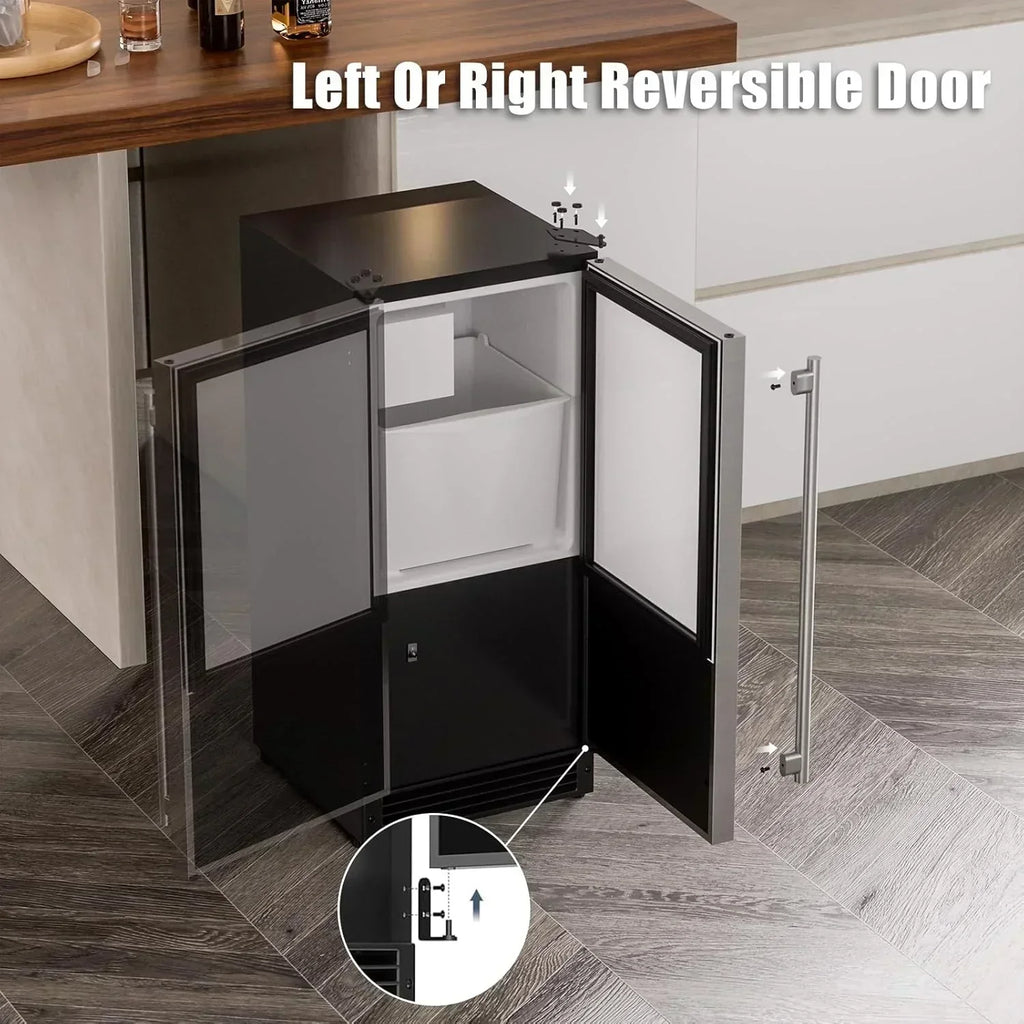 COTLIN 15 W Drainless Under Counter Ice Maker 22 LBS Storage Bin Free Standing