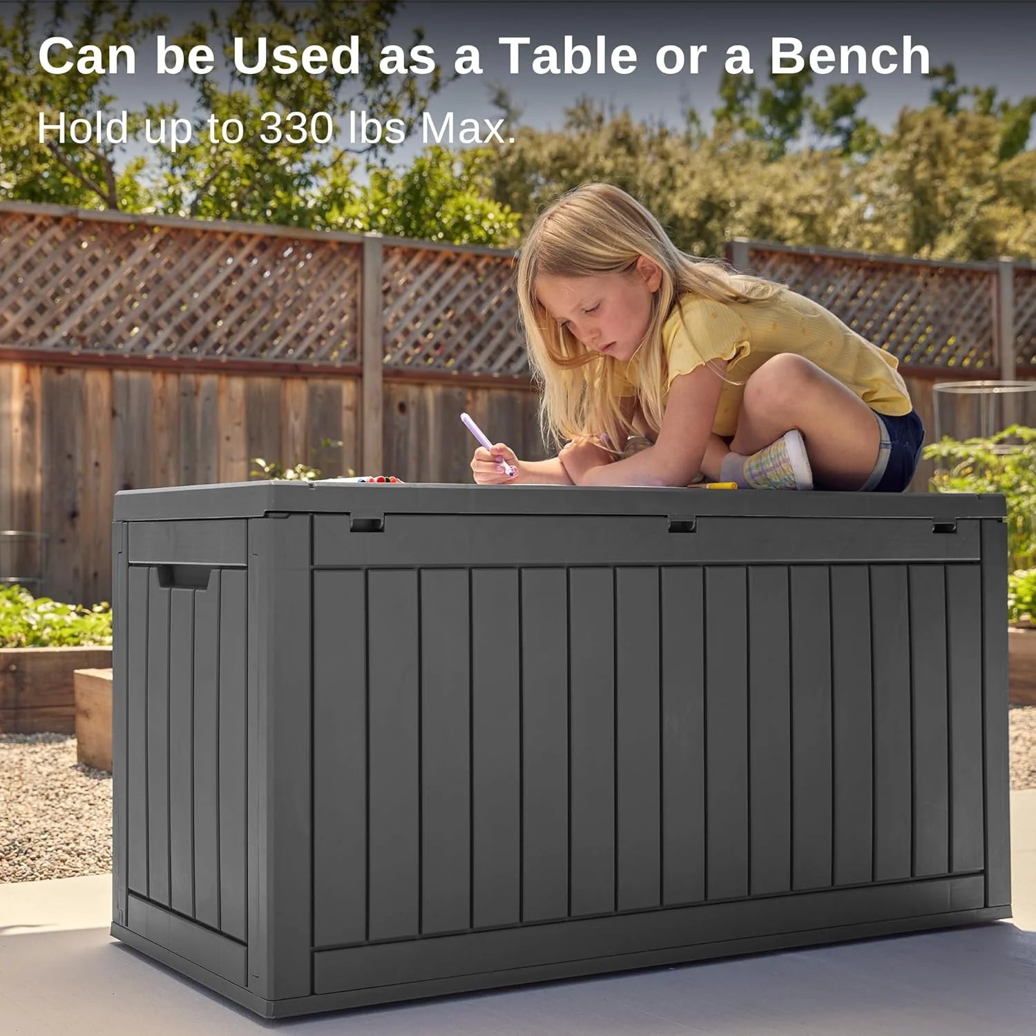 EAST OAK Outdoor Storage Box, 60 Gallon Deck Box Indoor and Outdoor Use, Waterproof Resin Storage Bin