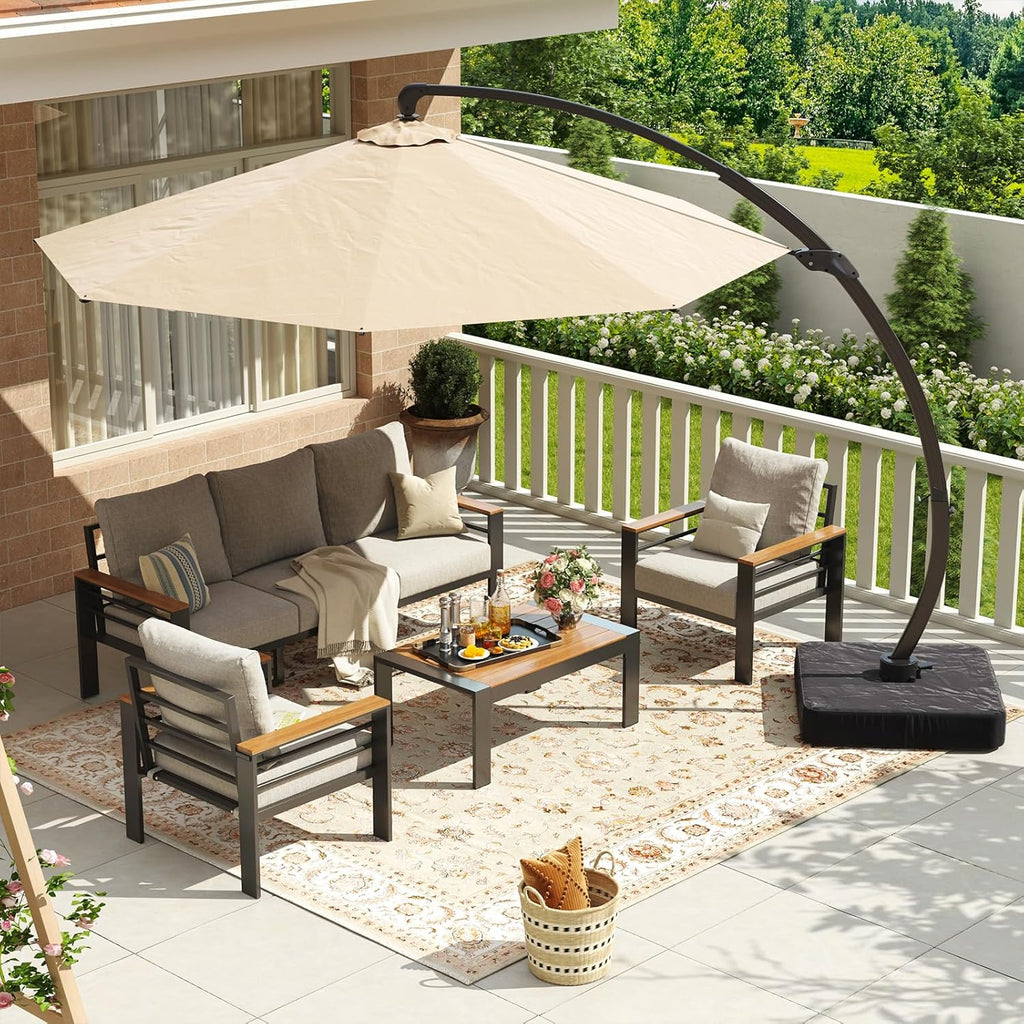 Aoxun Aluminum Patio Furniture Set 7 Seats, Oversized Outdoor Sectional with Washable Thick Cushions, Coffee Table and Waterproof Cover, Patio Conversation Sets for Porch, Balcony, Deck