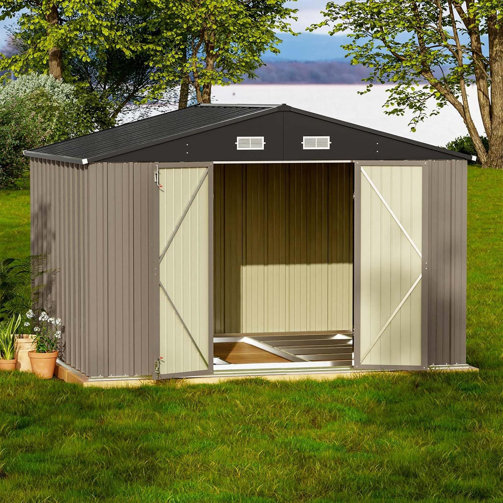 Patiowell 5x3 FT Outdoor Storage Shed Tool Shed with Sloping Roof and Lockable Door Metal Shed