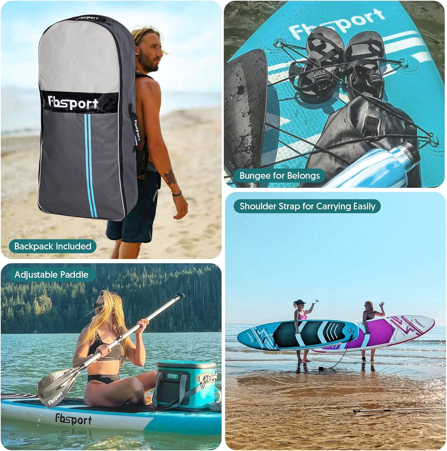 FBSPORT 11' Premium Stand Up Paddle Board Yoga Board with Durable SUP Accessories Carry Bag