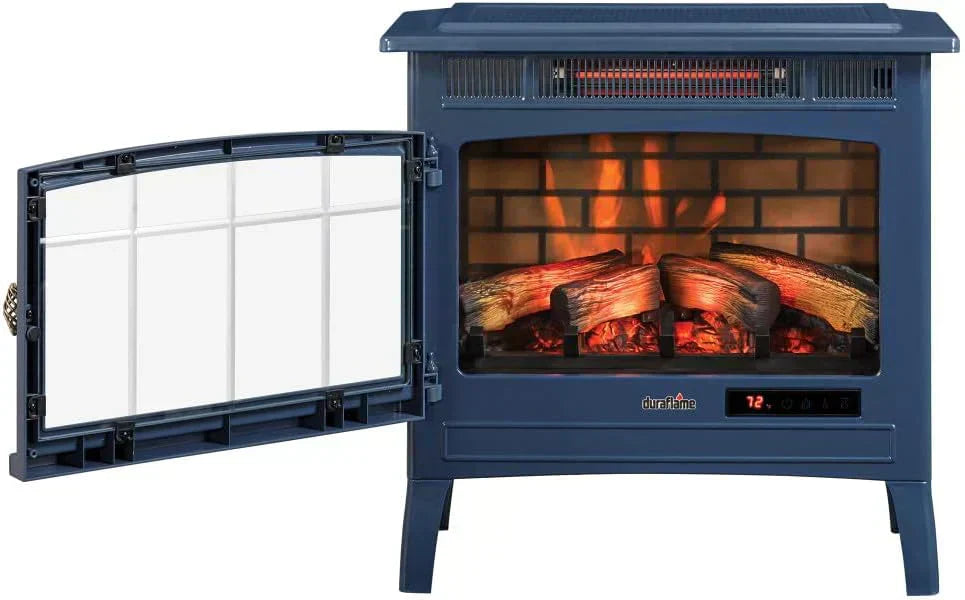 Freestanding Electric Fireplace Stove Heater with 3D Flame Effect for 1000 Sq. Ft