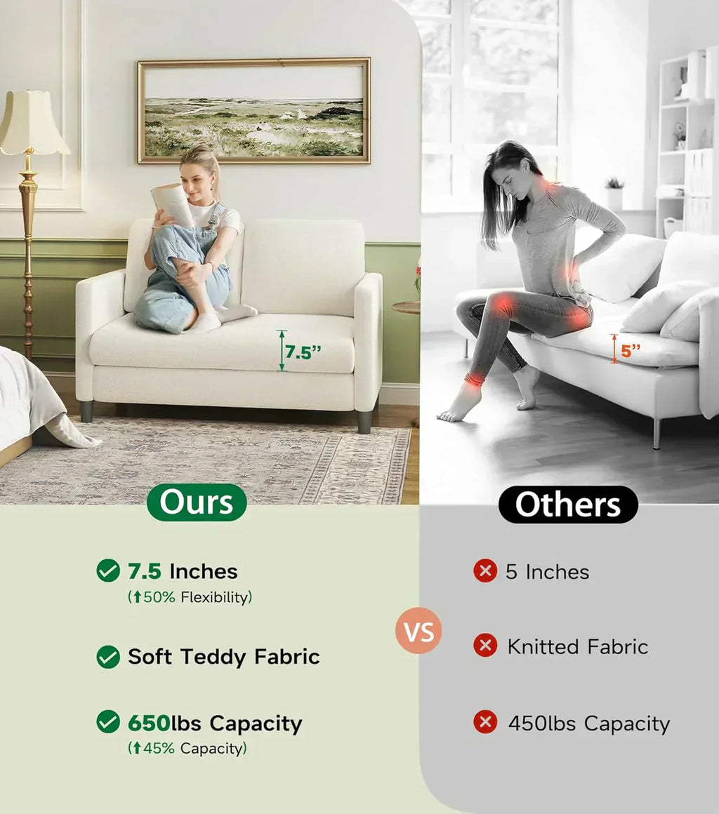 Loveseat Sofa 51 Love Seat Comfy Corduroy Small Loveseat Tool-Free Setup Couch