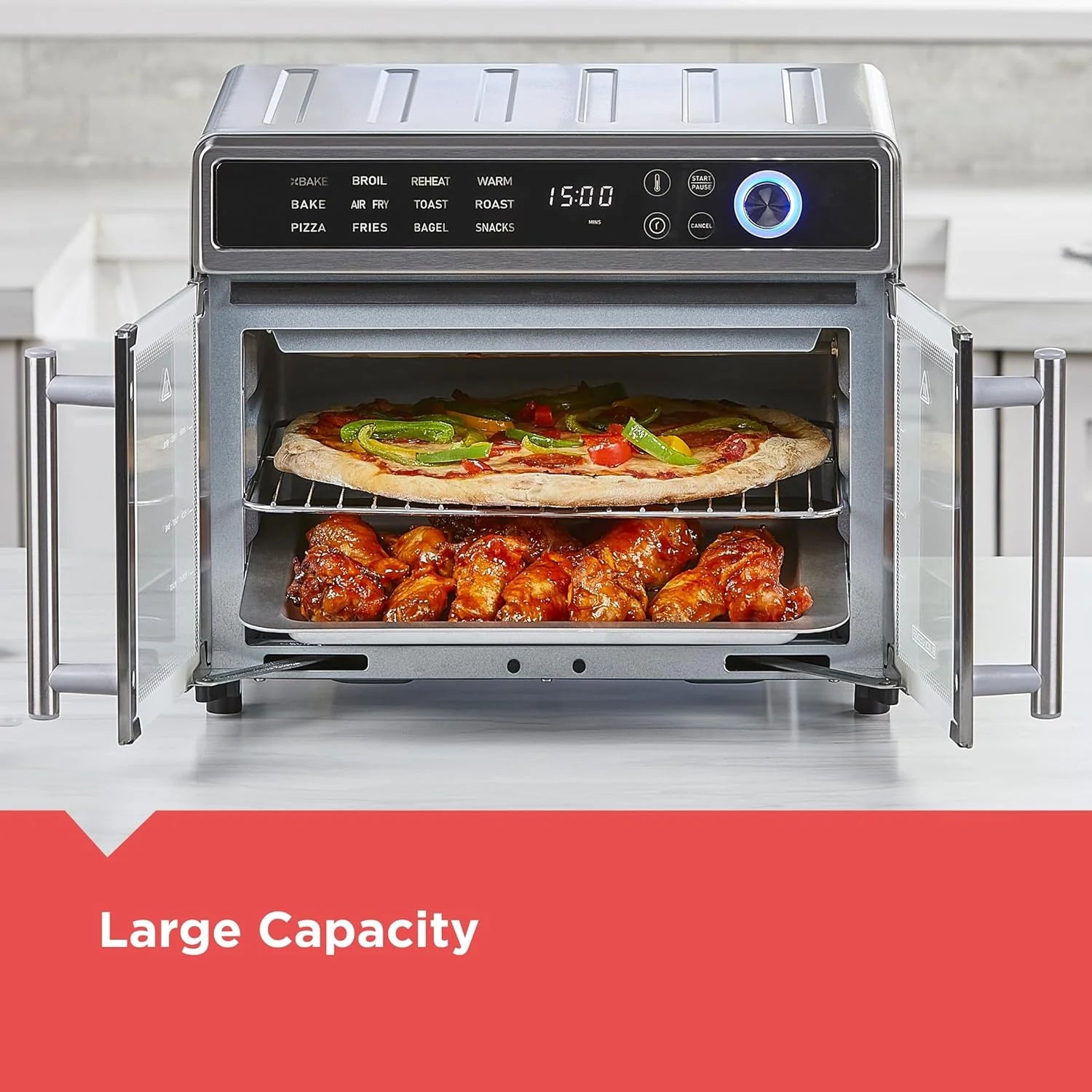 BLACK+DECKER Crisp 'N Bake Air Fryer Toaster Oven Combo, 12 in 1 Countertop Convection Oven Cooks Food Fast