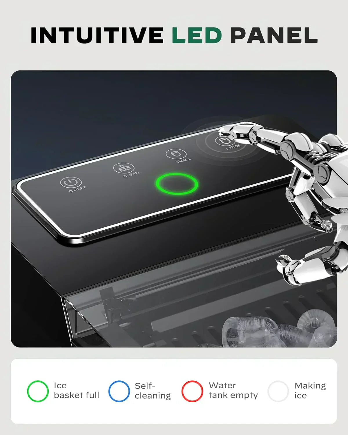 Silonn Countertop Ice Maker Expanding Ice Basket 9 Cubes Ice Basket Self-Cleaning Ice Maker
