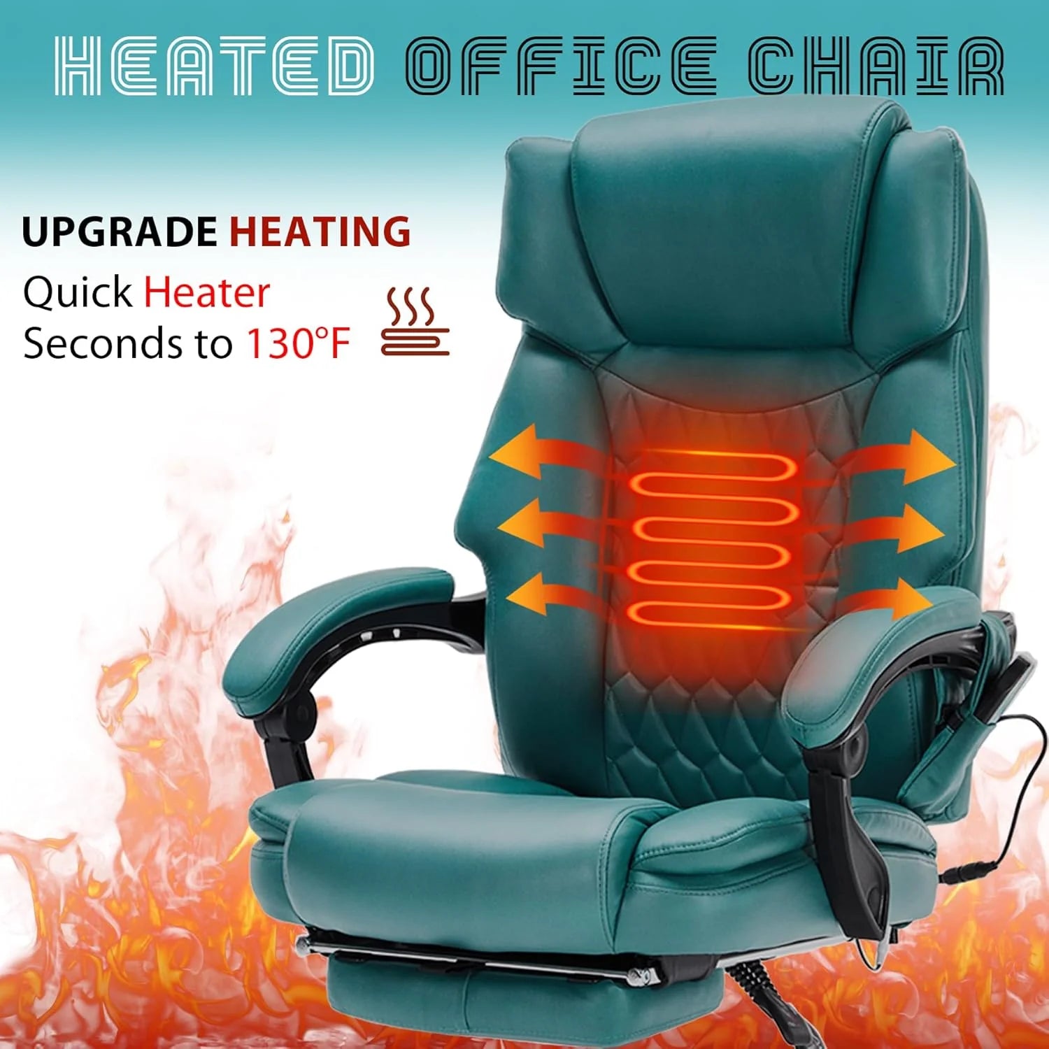Massage Office Chair with Footrest 6 Point Vibration and Heating Home Executive Office Desk Chair