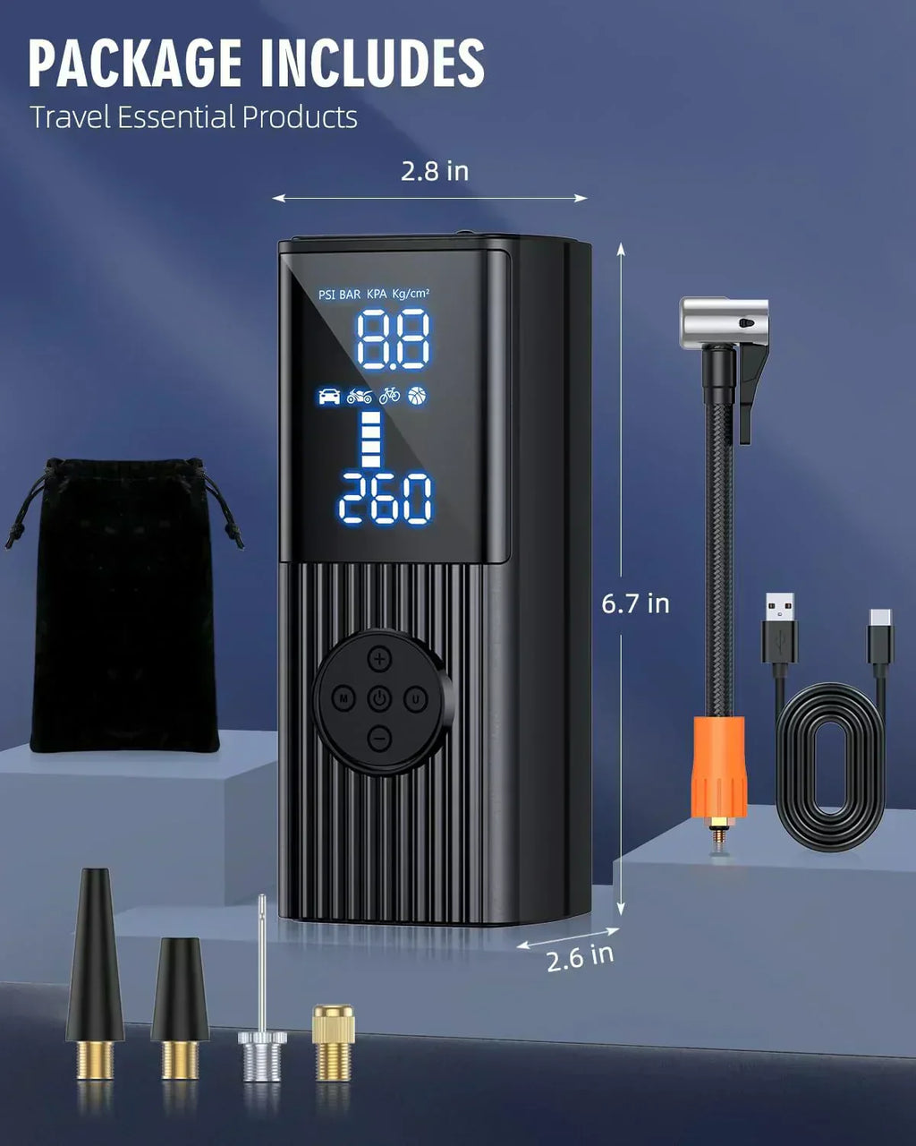 Tire Inflator Portable Air Compressor 180PSI Portable Air Compressor with with LED Light