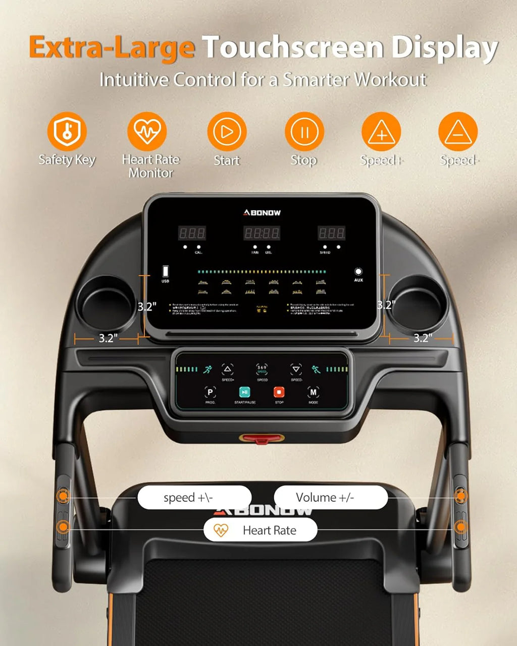 Foldable Treadmill for Home with Incline Extra Large Dual LED Screen Home Office Treadmills