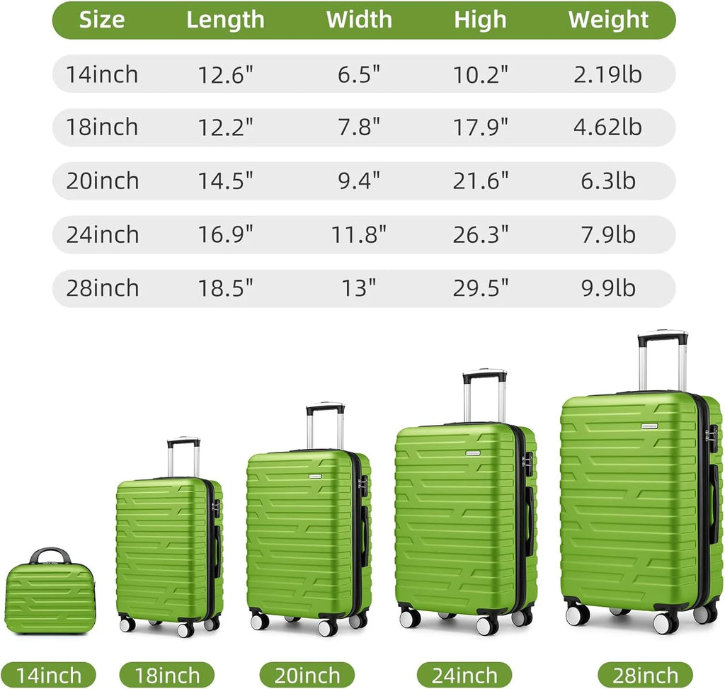 Luggage 6-piece hardshell expandable suitcase lightweight travel carry-on luggage set