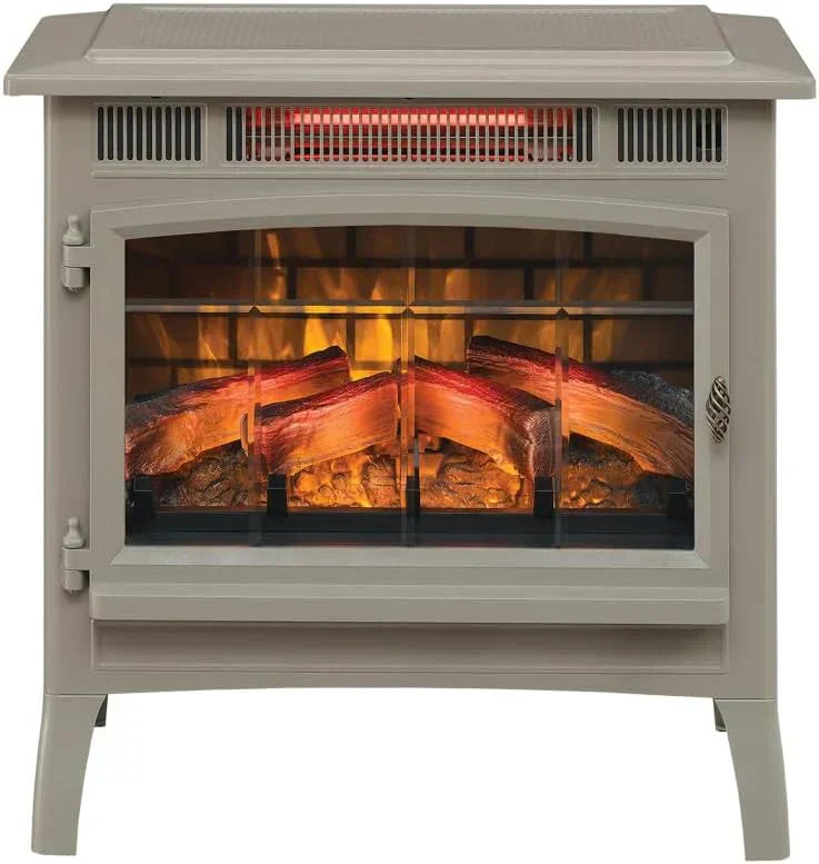 Freestanding Electric Fireplace Stove Heater with 3D Flame Effect for 1000 Sq. Ft