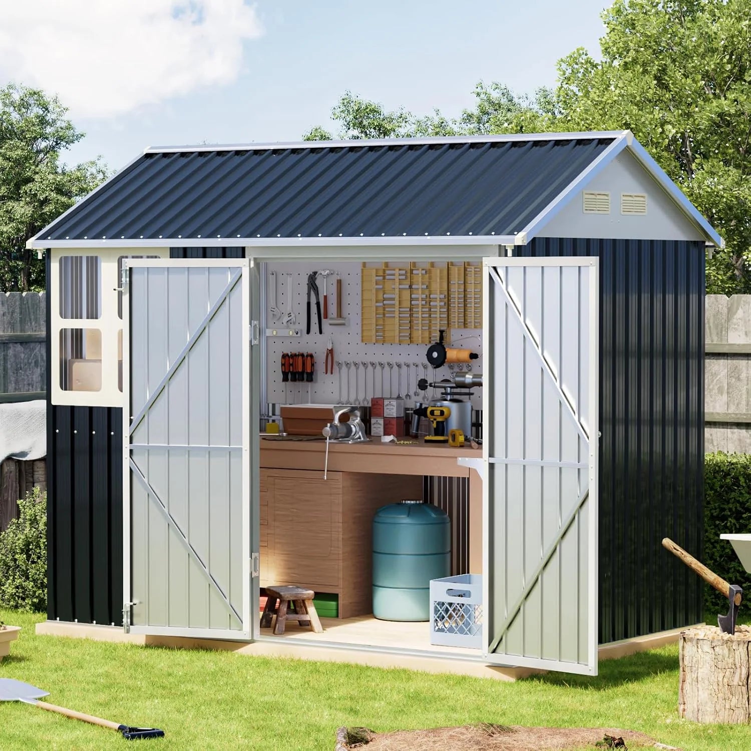 Breezz Outdoor Storage Shed 10 x 12ft. Utility Tool Shed Metal Storage Garden Shed