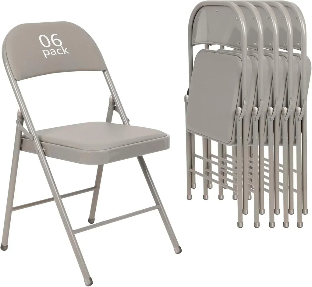 6 Pack Black Folding Chairs with Leather Chairs Events Office Wedding Party Upholstered Chairs