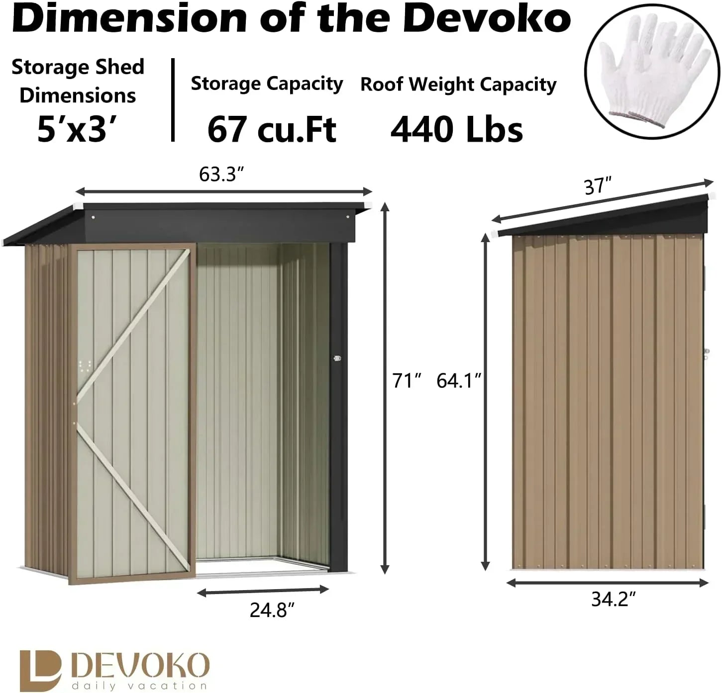 Devoko Outdoor Storage Shed Lockable Metal Garden Shed Steel Anti-Corrosion Storage House