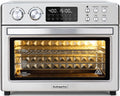 28QT Air Fryer Toaster Oven Combo, Large 12-in-1 Convection Countertop Oven with 3-Layer Cooking, Rotisserie for Chicken, 6 Heating Tubes, Fast Preheat, Fits 11 Pizza, Full Accessories, Sparkle Black