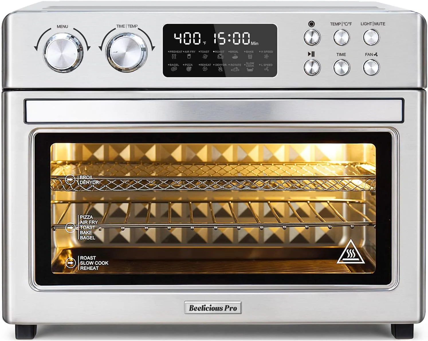 28QT Air Fryer Toaster Oven Combo, Large 12-in-1 Convection Countertop Oven with 3-Layer Cooking, Rotisserie for Chicken, 6 Heating Tubes, Fast Preheat, Fits 11 Pizza, Full Accessories, Sparkle Black