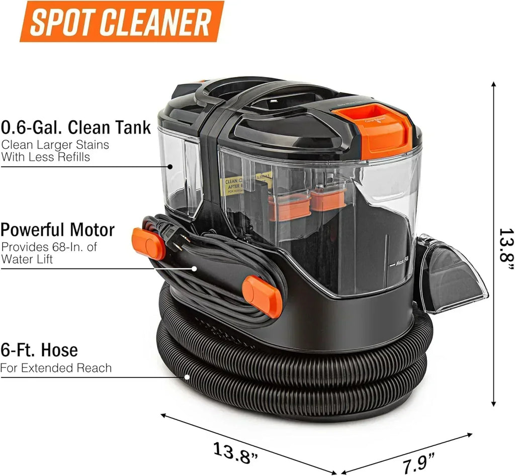 7 Amp Portable Spot Cleaner for Car Cleaning Carpet and Upholstery Stain Removal