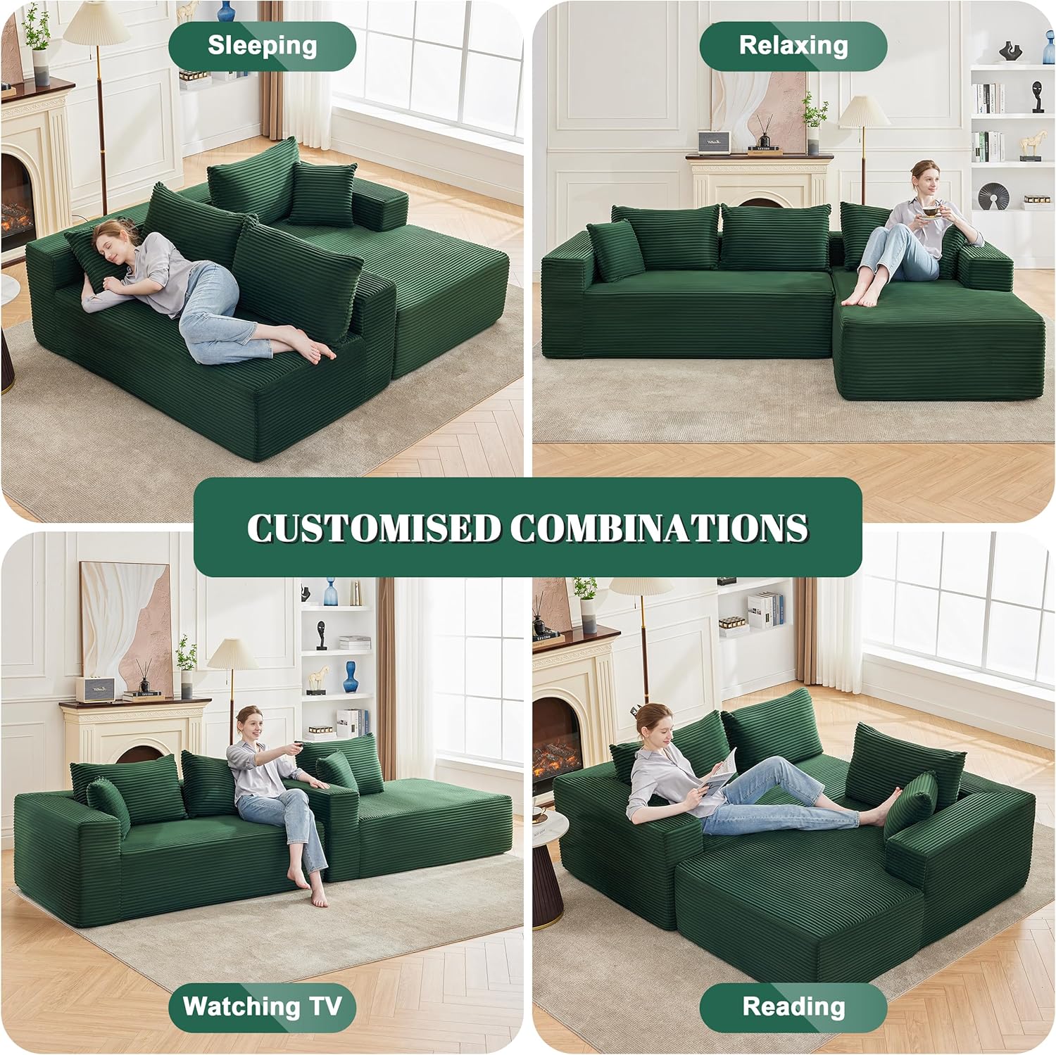 110-inch cloud sofa boneless sofa in the living room modular sofa with deep seats