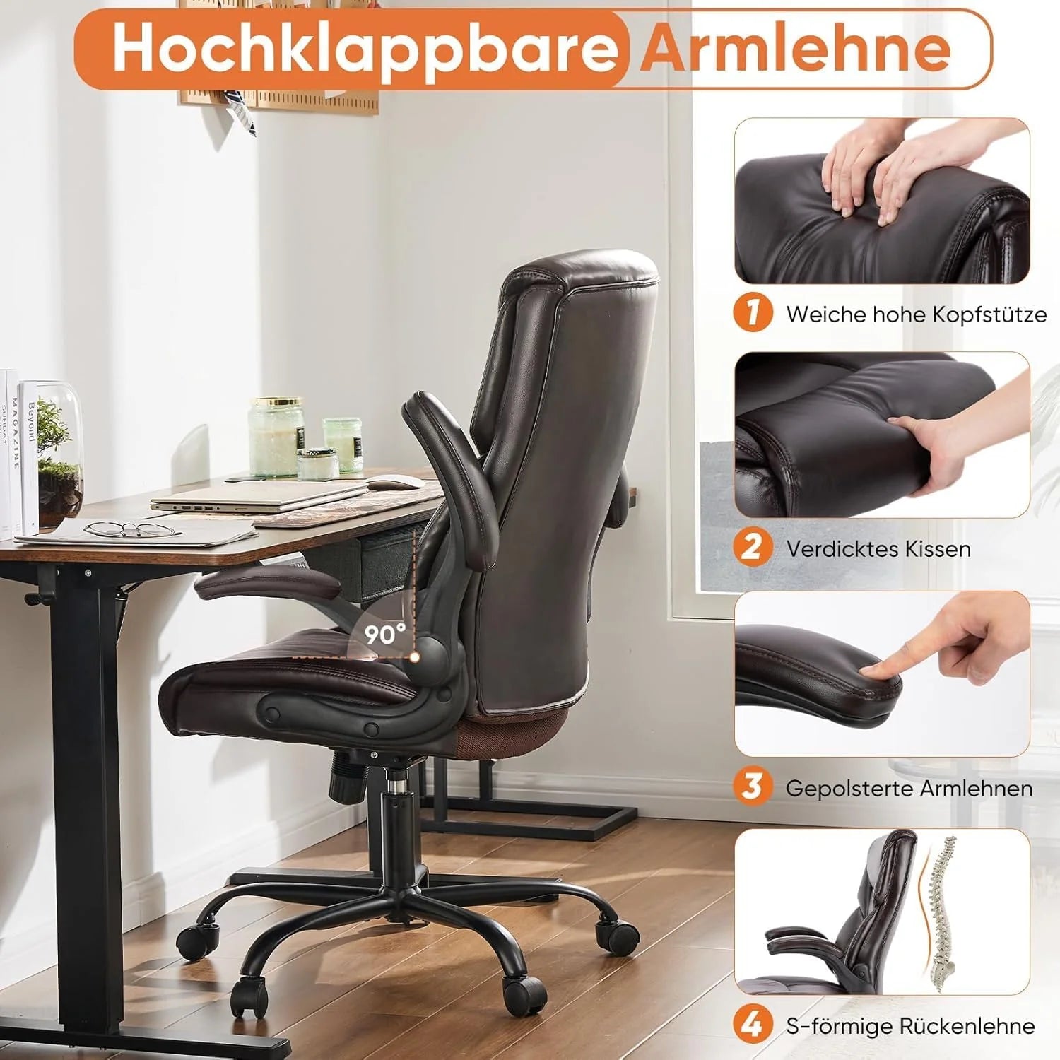 Ergonomic Office Chair Heavy Duty Work Desk Chair Adjustable Swivel Rolling Chair with Wheels