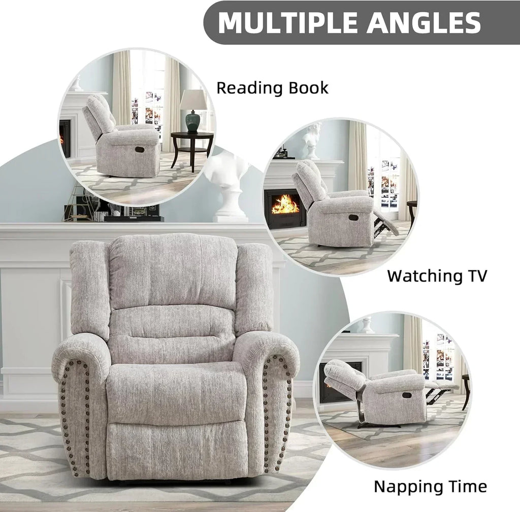 Leather recliner classic traditional manual recliner single sofa for living room