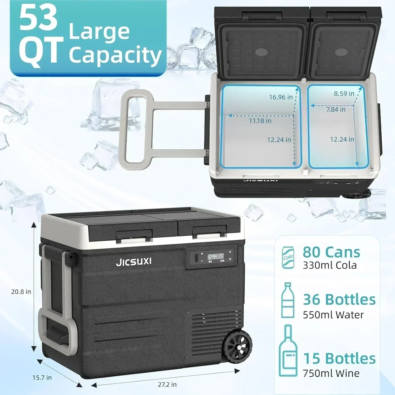 12V Car Refrigerator 17 Quart Portable Freezer 12 Car Fridge -4F~68F Compressor Electric Cooler
