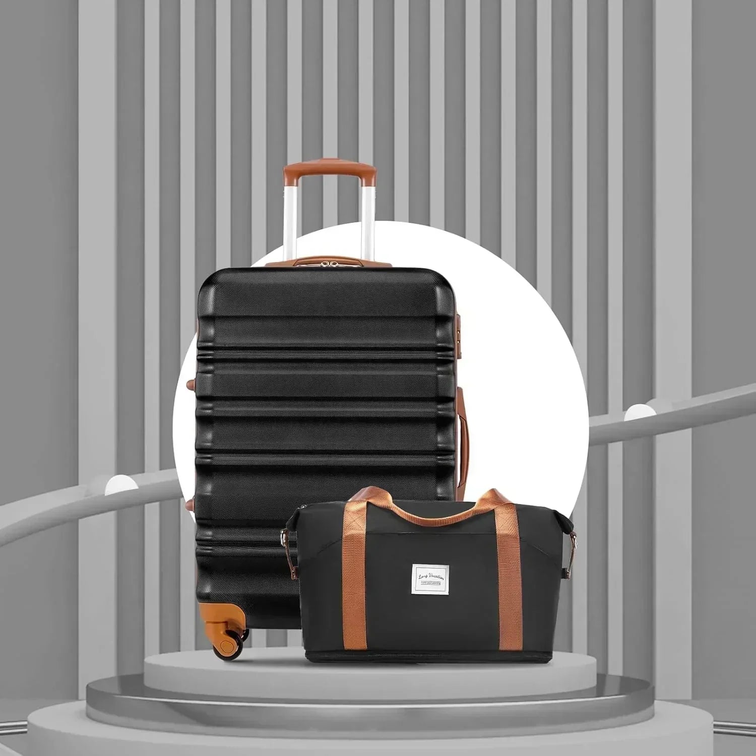 LONG VACATION 6 Piece Luggage Set Carry on Suitcase with ABS+PC hardshell Spinner Wheels