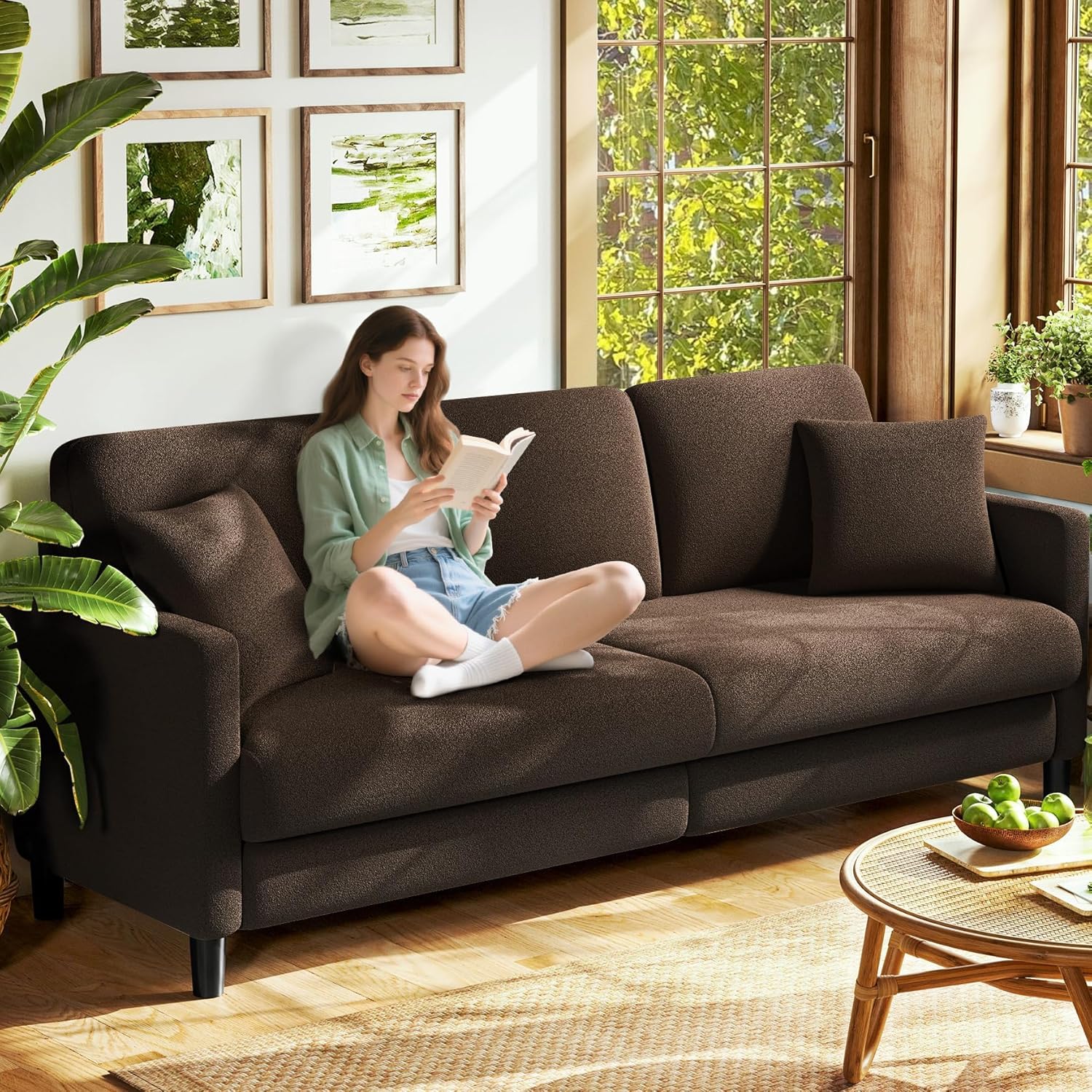 83 inch Couches for Living Room Comfy Sofas for Living Room Teddy Sofa Couch Tool Free Setup