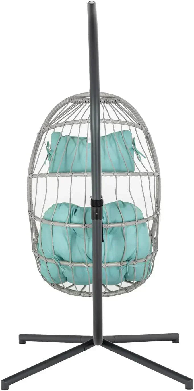 Yechen Indoor Outdoor Egg Hanging Chair Stand Patio Wicker Swing Egg Chair Swinging Chair