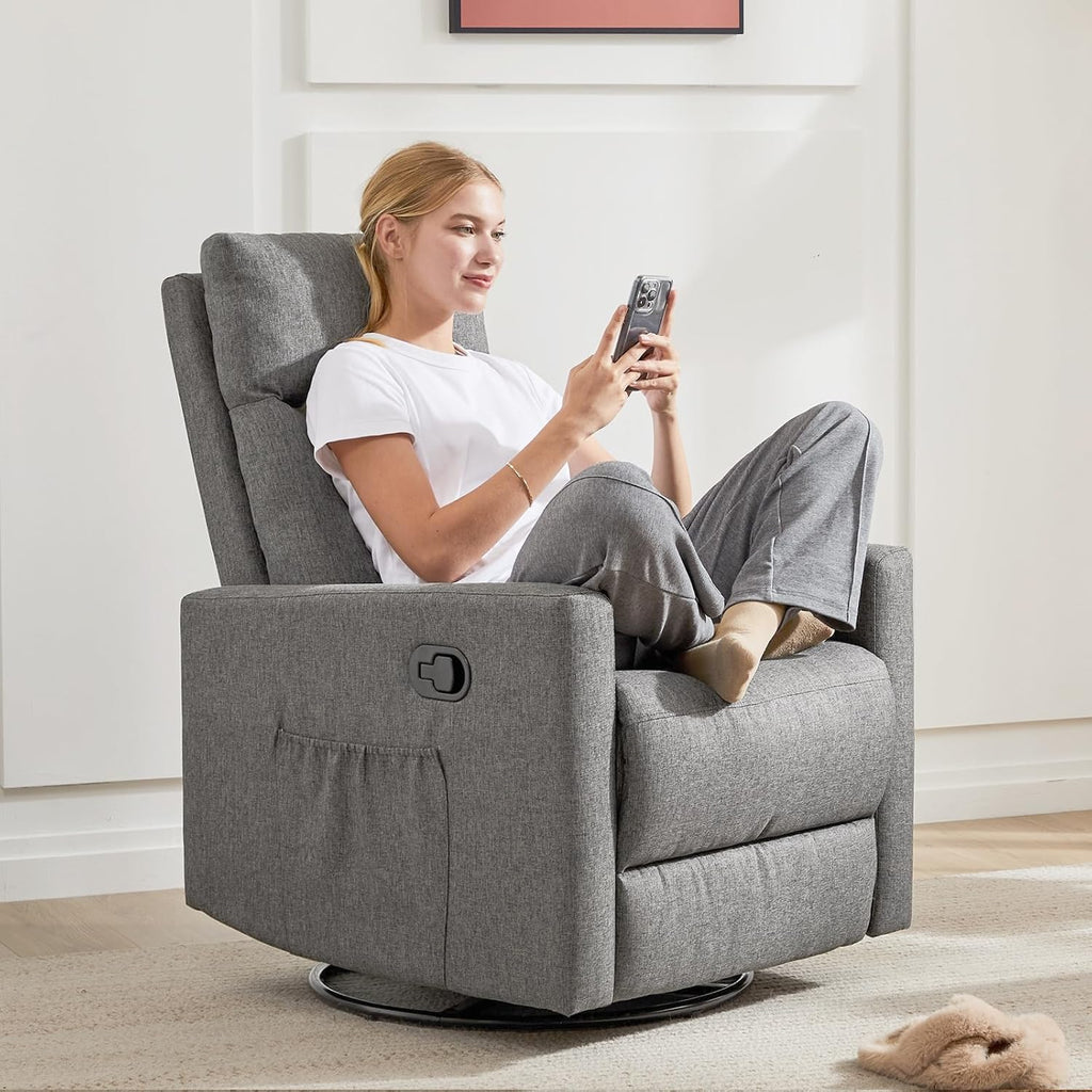 Sweetcrispy Massage Recliner Chair for Adults, Adjustable Home Theater Seating with Lumbar Support for Living Room, Modern Fabric Reclining, Pure Black