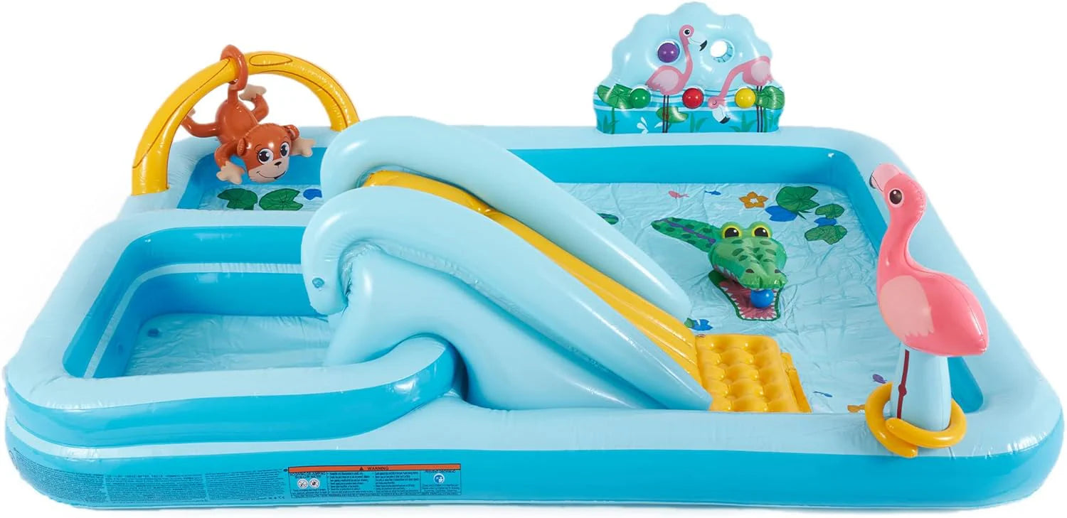 Intex 96 x 78 x 28 Inflatable Jungle Adventure Play Center Spray Kiddie Pool - Backyard Kids Water Slide, Outdoor Blow-Up Splash Pad for Toddlers