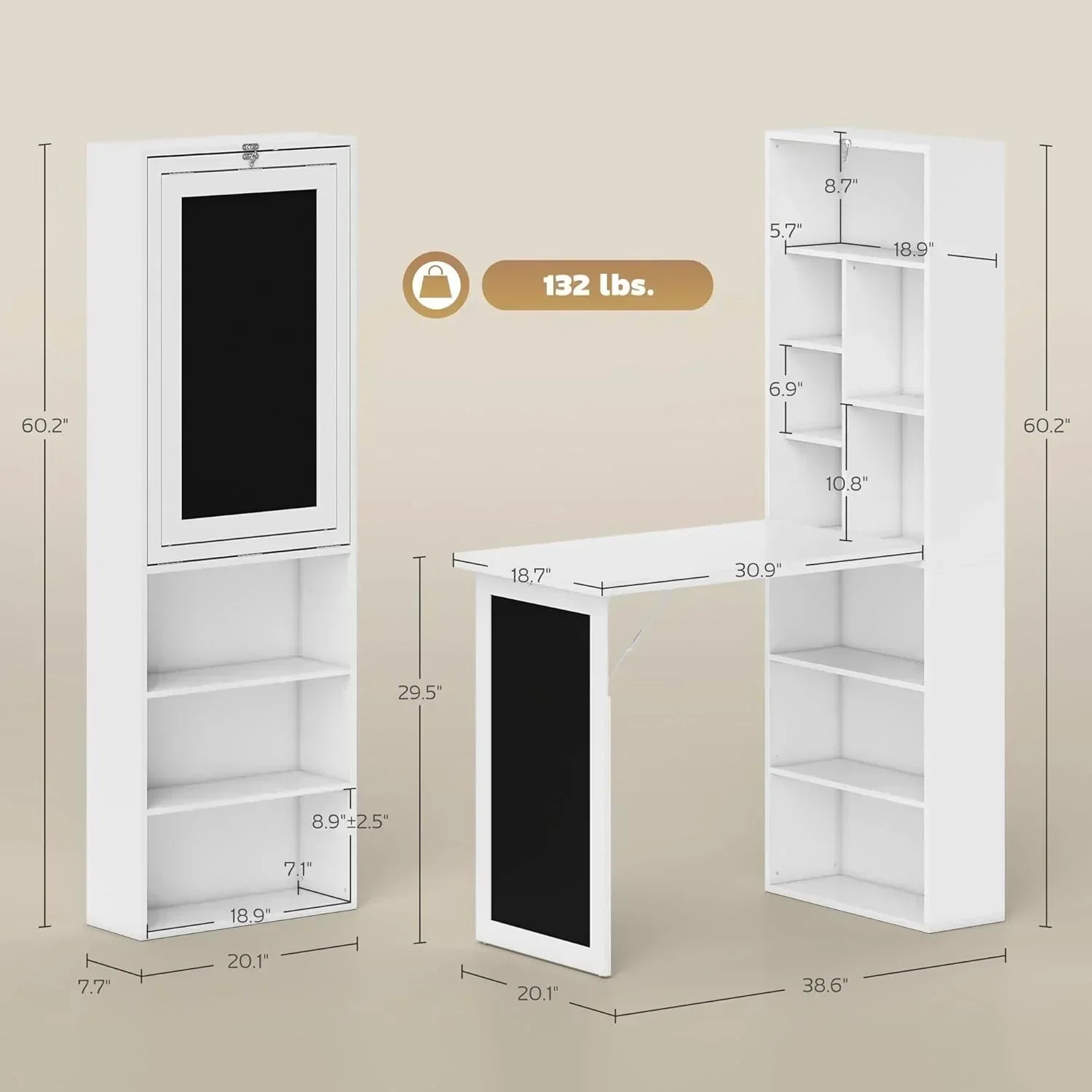 Folding convertible writing desk wall mounted desk cabinet multifunctional home workstation