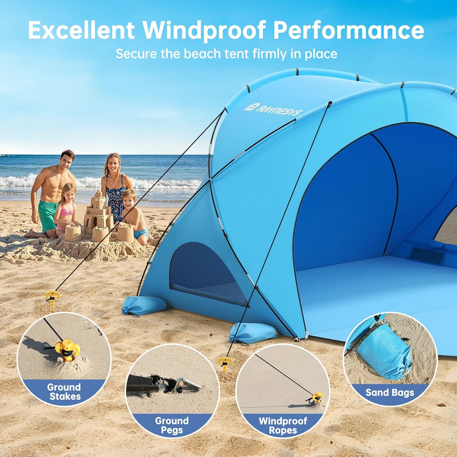 Beach Tent Sun Shelter Beach Shade Tent with UPF50+ UV Protection Beach Sun Shelter Beach Shade