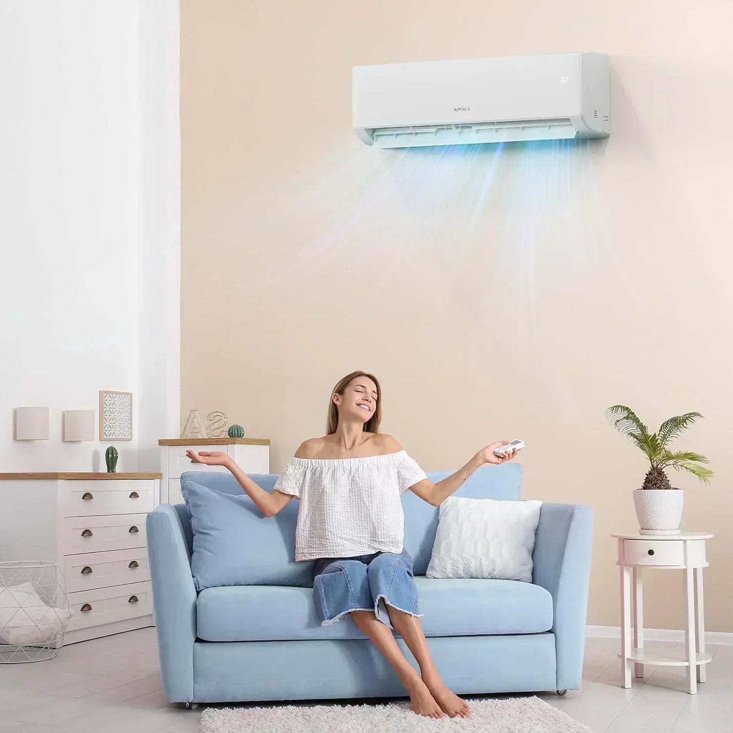 ROVSUN 9000 BTU Wifi Enabled Mini Split Air Conditioner Heater Inverter 19 SEER2 Energy Saving
