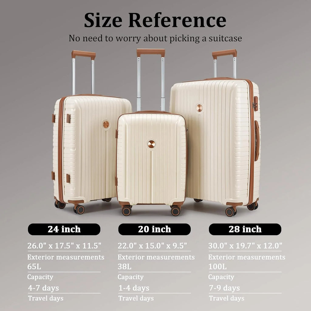 5-piece PP hardshell lightweight travel carry-on luggage set with dual spinner wheels and TSA lock