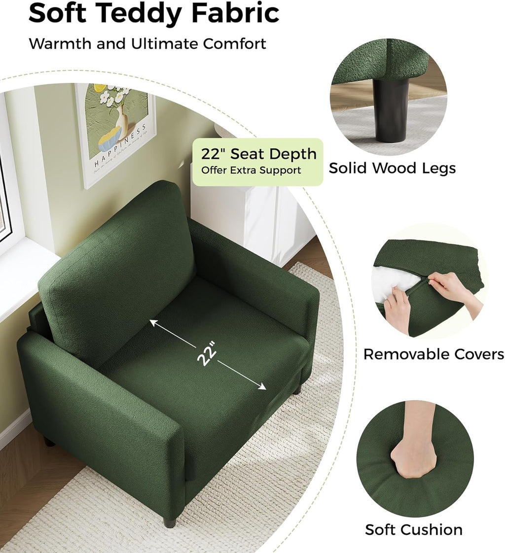 Loveseat Sofa 51 Love Seat Comfy Corduroy Small Loveseat Small Spaces Tool-Free Setup Couch