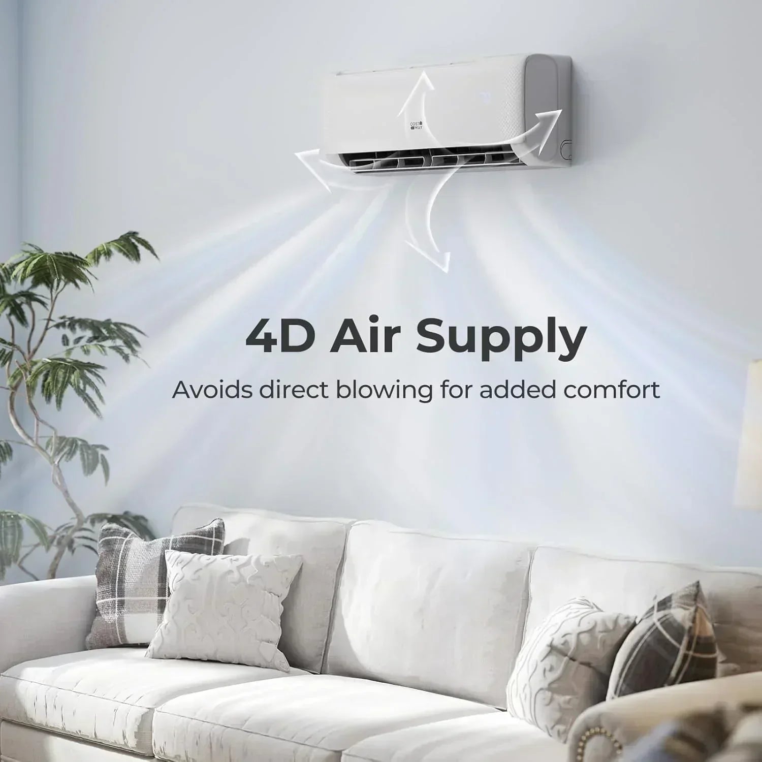 COSTWAY 12000BTU Mini Split Air Conditioner Heater 20 SEER2 115V Wall-Mounted Ductless