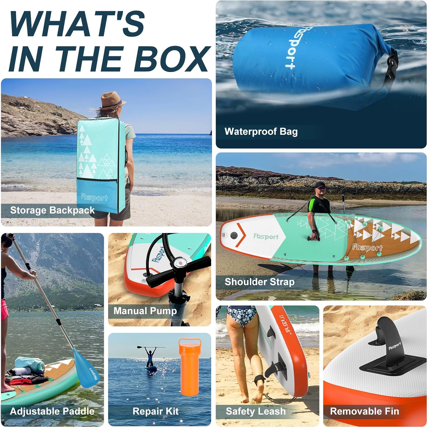FBSPORT 11' Premium Stand Up Paddle Board Yoga Board with Durable SUP Accessories Carry Bag