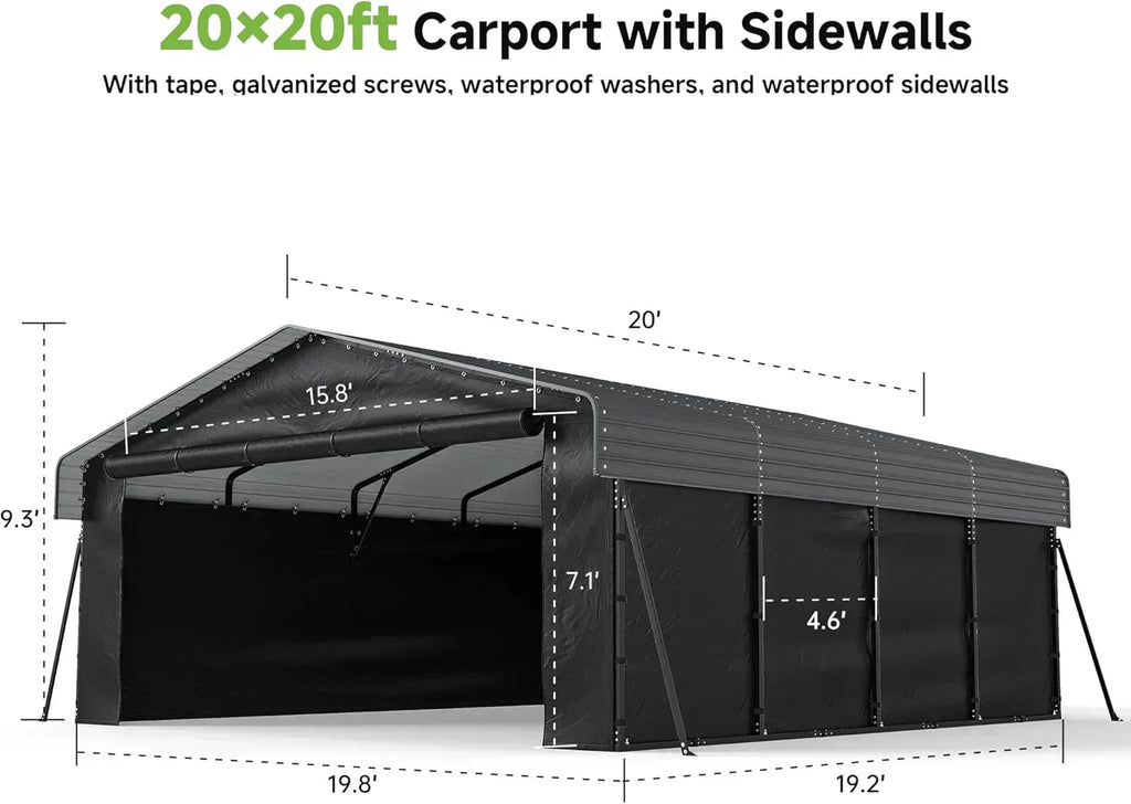 10'x15' Heavy Duty Metal Carport Outdoor Garage Car Shelter Shade with Heavier Frame